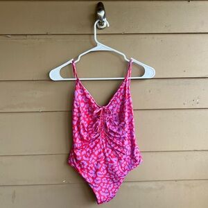 J. Crew Playa Laguna Cinch Pink & Purple Cheetah Leopard Print Swimsuit Size S